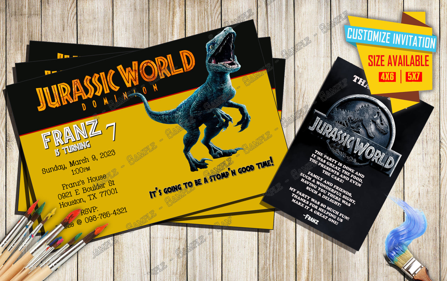 Jurassic Worlds Dominion - Birthday Invitation D5