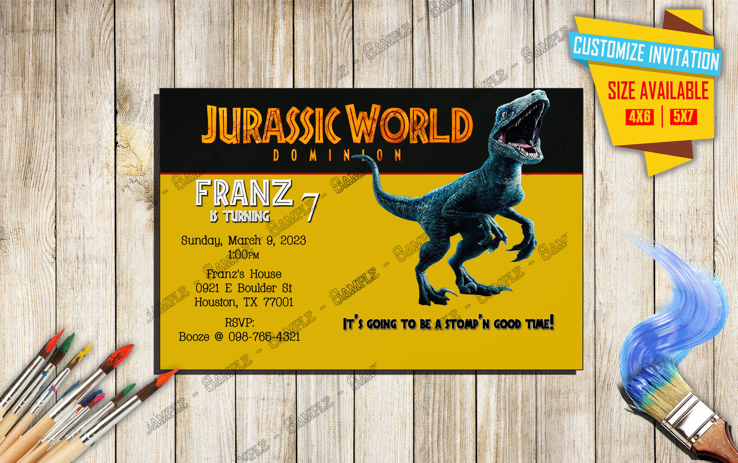 Jurassic Worlds Dominion - Birthday Invitation D5