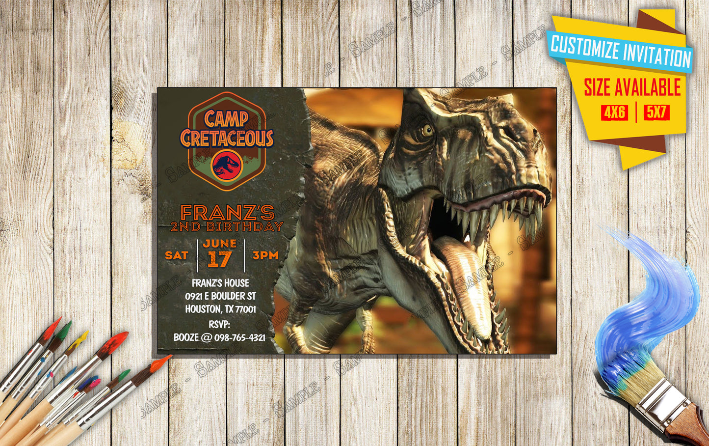 Jurassic World Camp Cretaceous - Birthday Invitation D2