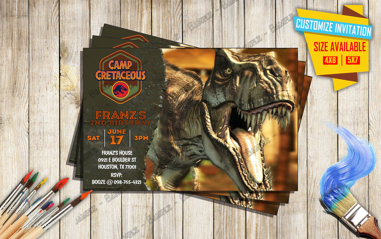 Jurassic World Camp Cretaceous - Birthday Invitation D2