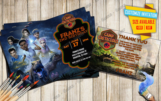 Jurassic World Camp Cretaceous - Birthday Invitation D3