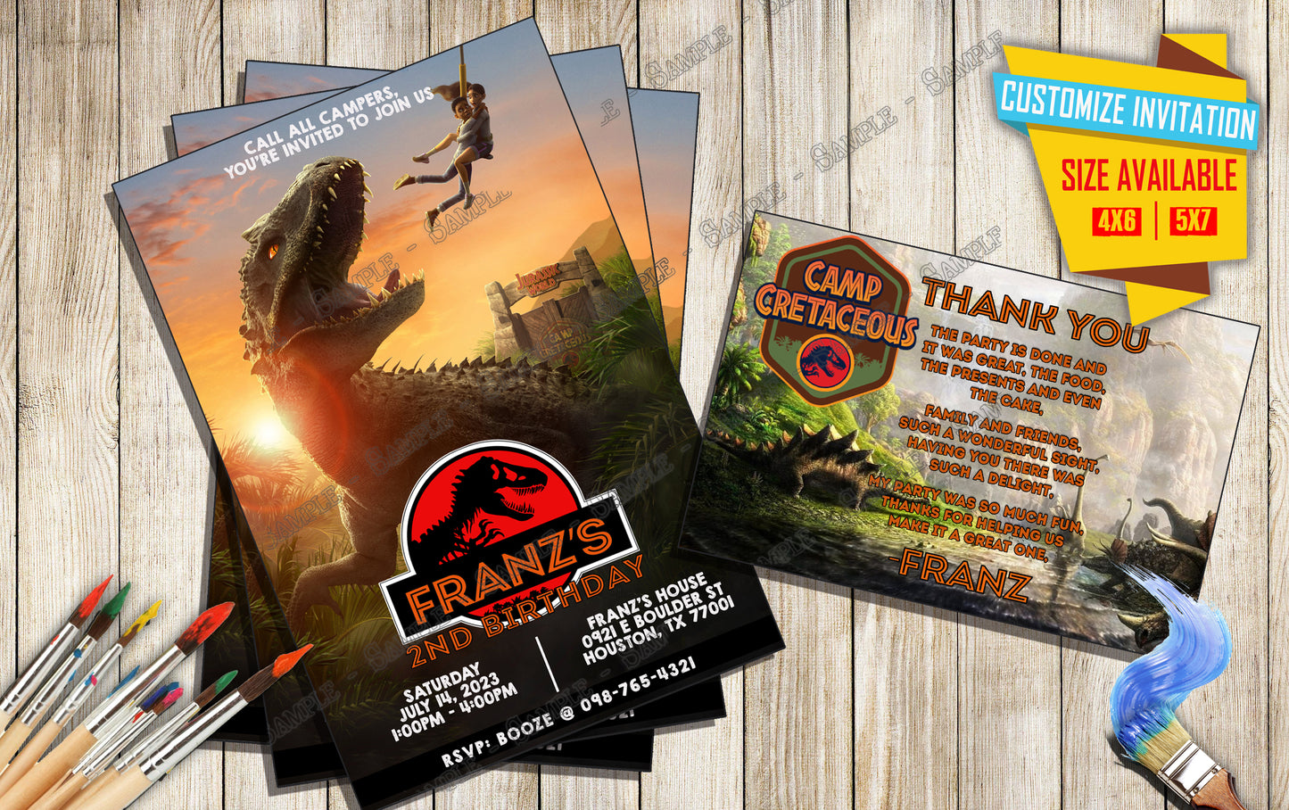 Jurassic World Camp Cretaceous - Birthday Invitation D4