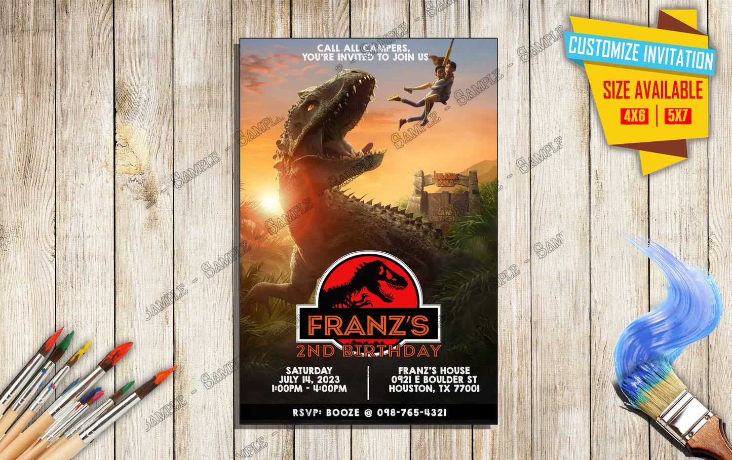 Jurassic World Camp Cretaceous - Birthday Invitation D4