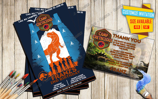 Jurassic World Camp Cretaceous - Birthday Invitation D6