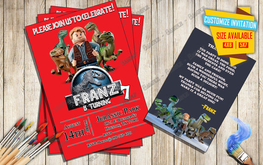 Jurassic park lego - Birthday Invitation D1