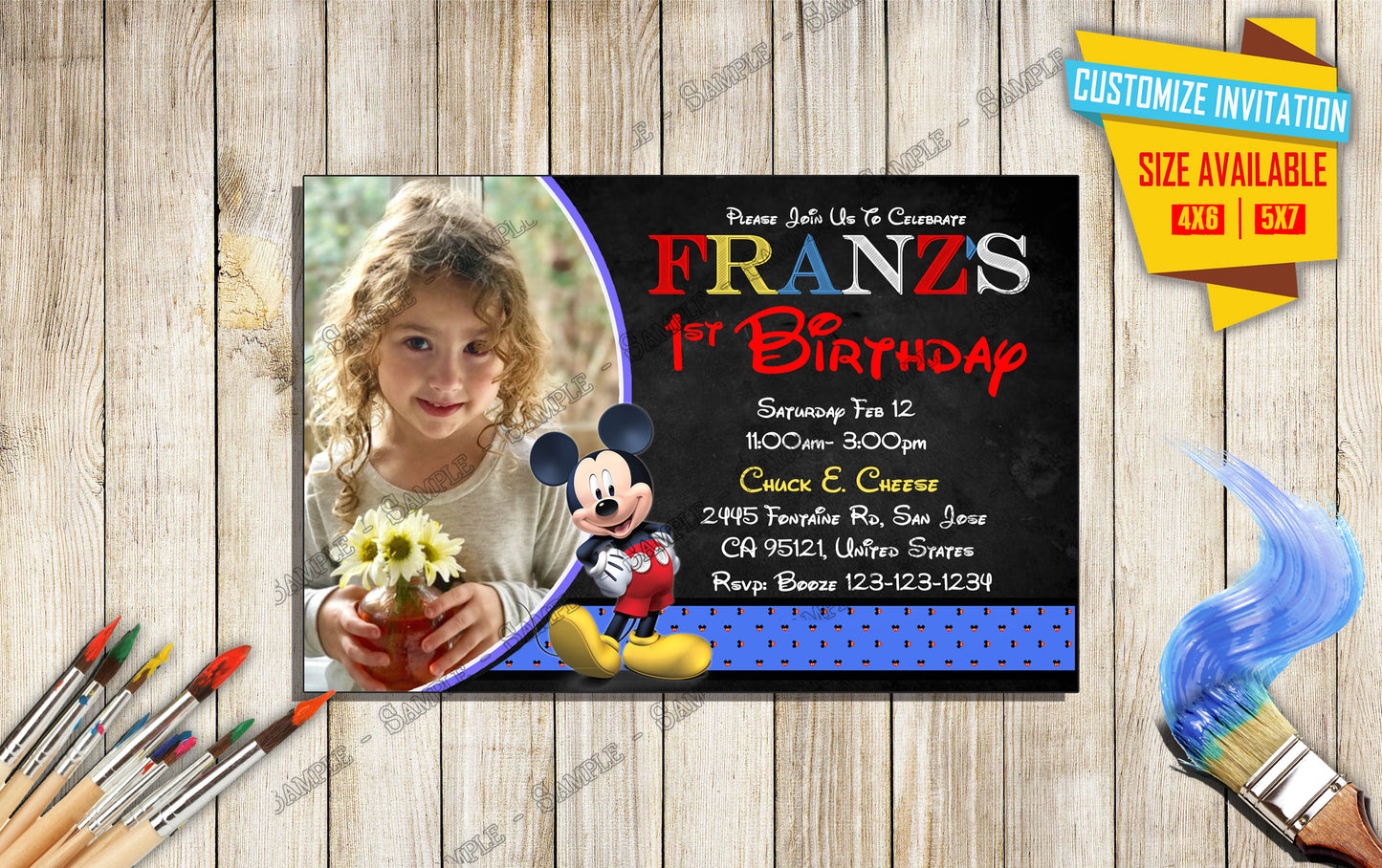 MICKEY MOUSE - Photo - Birthday Invite V1