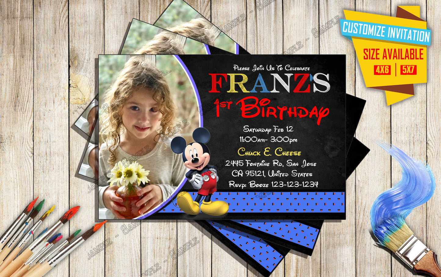 MICKEY MOUSE - Photo - Birthday Invite V1