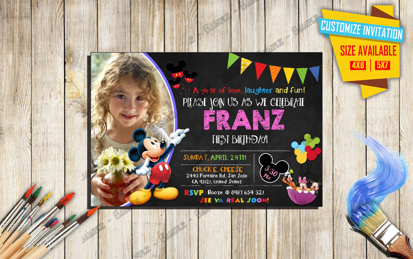 MICKEY MOUSE - Photo - Birthday Invite V2