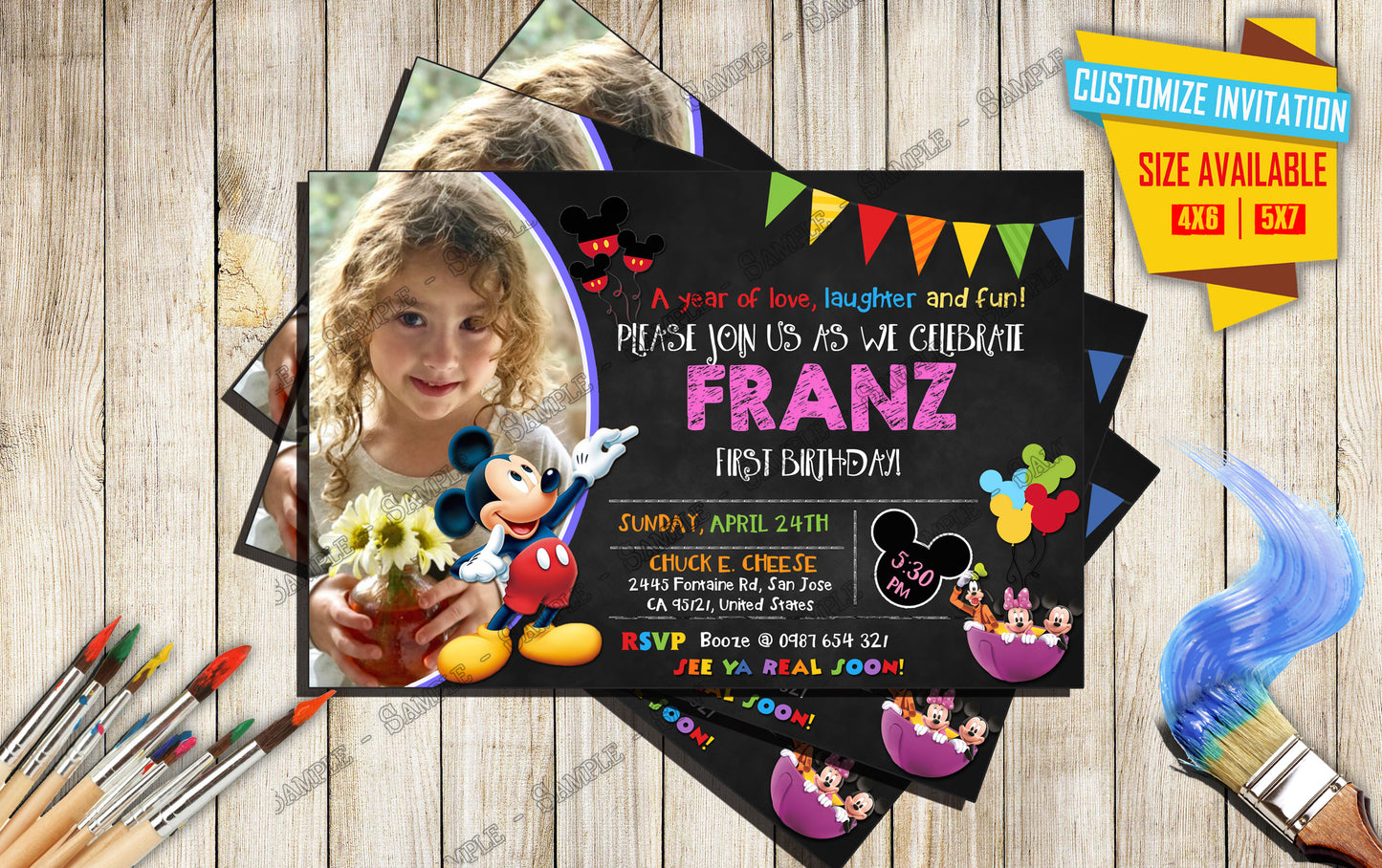 MICKEY MOUSE - Photo - Birthday Invite V2