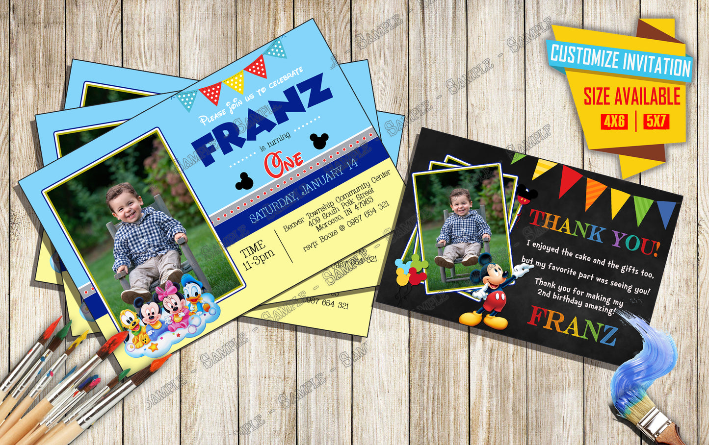 MICKEY MOUSE - Photo - Birthday Invite V3