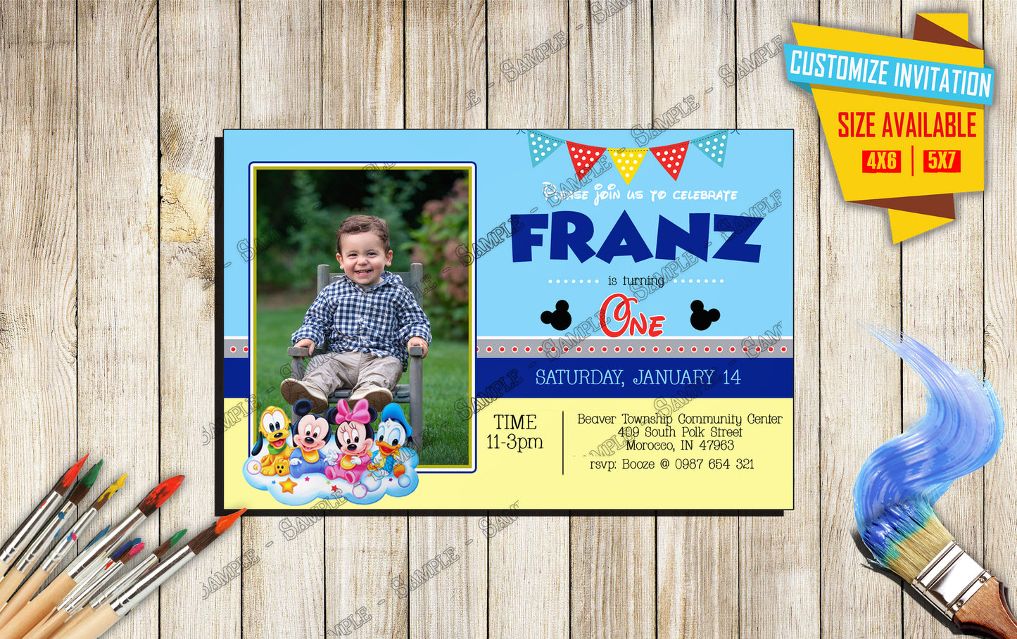 MICKEY MOUSE - Photo - Birthday Invite V3