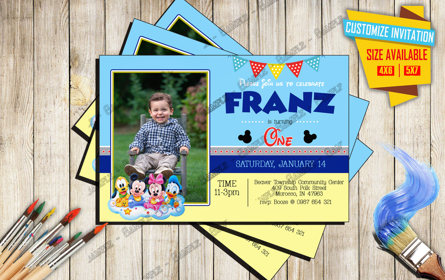 MICKEY MOUSE - Photo - Birthday Invite V3