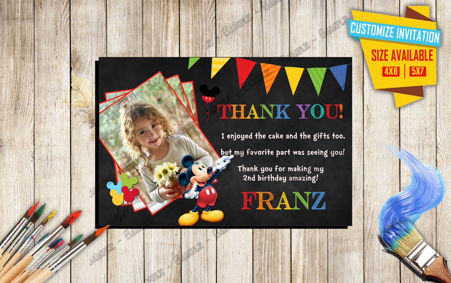 MICKEY MOUSE - Photo - Birthday Invite V4