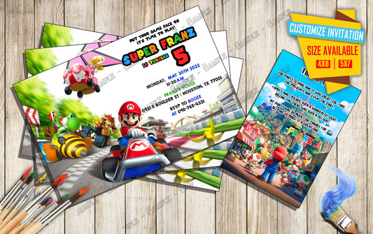 Mario & Luigi - Mario Kart - Birthday Invitation