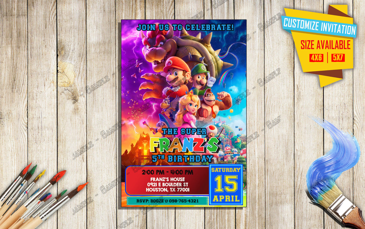 Mario & Luigi - Mario Bros the movie - Birthday Invitation D1