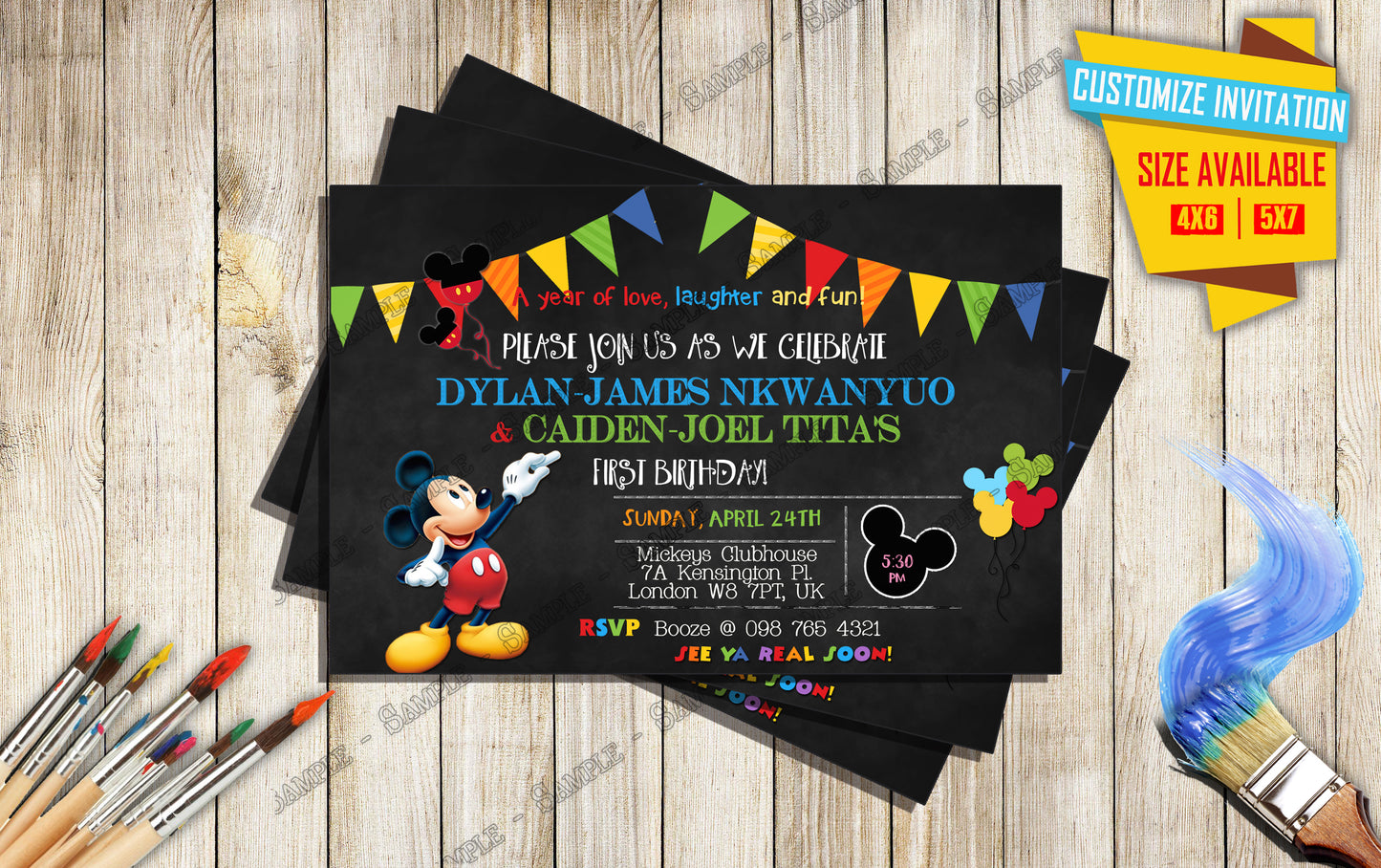 Mickey Mouse - Birthday Invitation V1