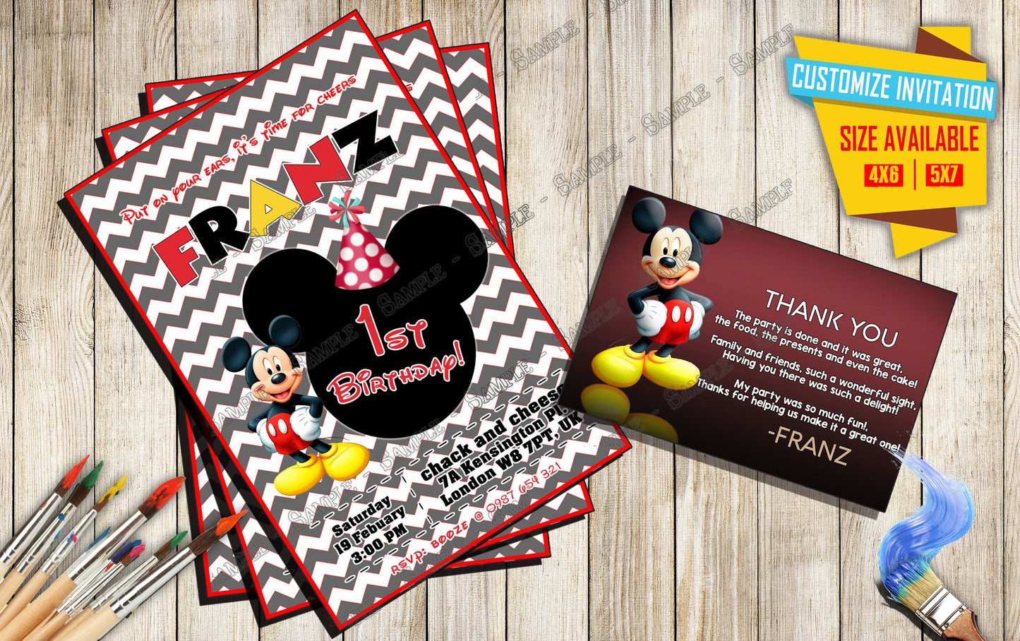 Mickey Mouse - Birthday Invitation V5