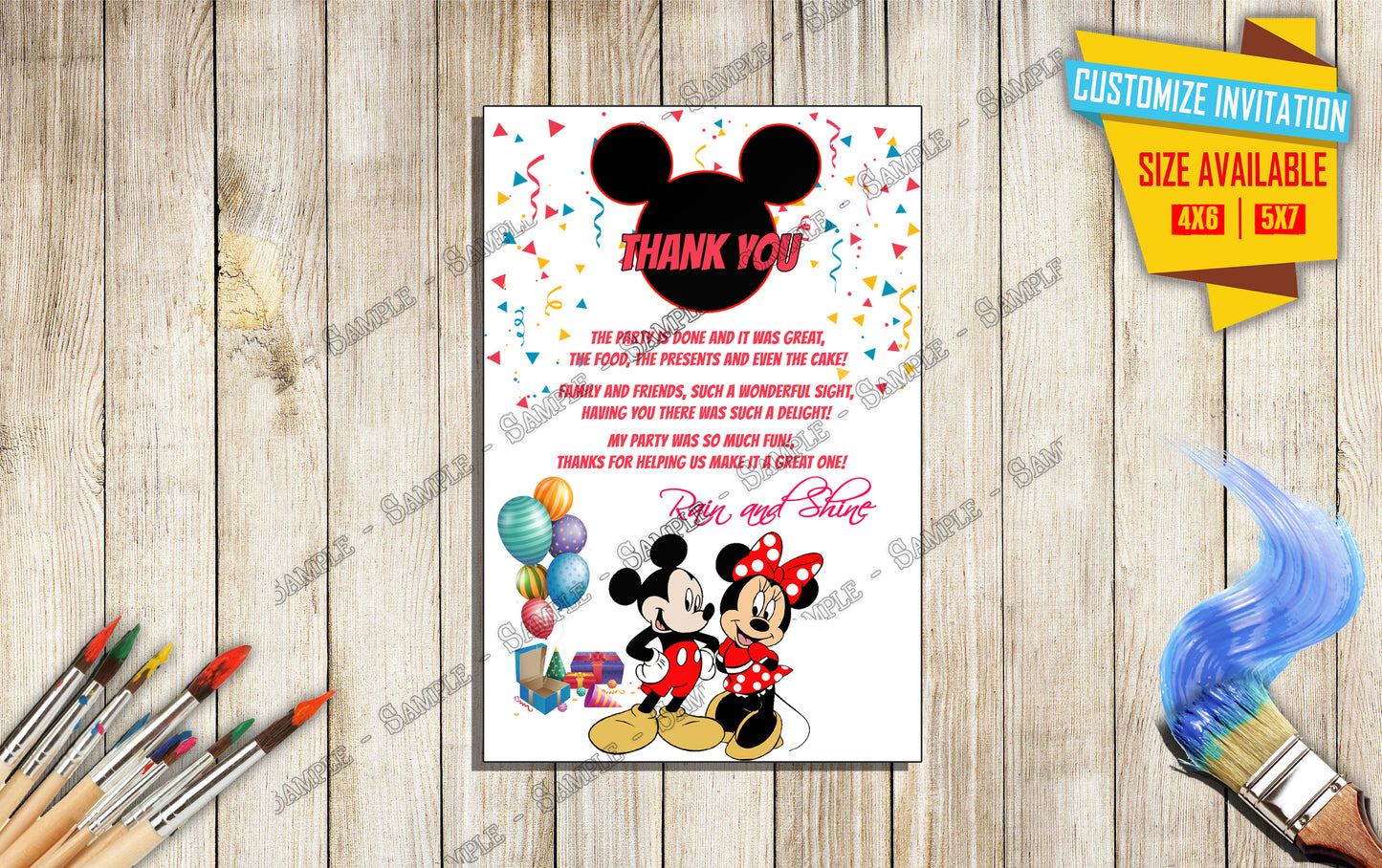 Mickey and Minnie Mouse - Birthday Invitation V4