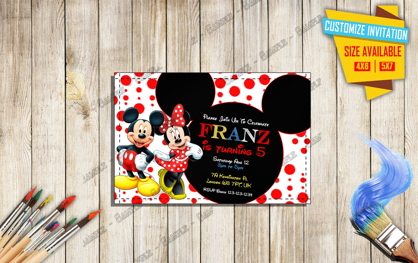 Mickey and Minnie Mouse - Birthday Invitation V1