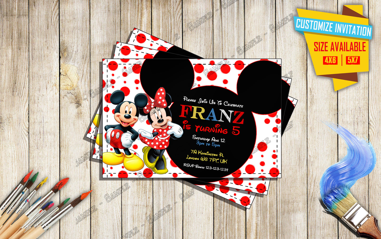 Mickey and Minnie Mouse - Birthday Invitation V1