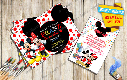 Mickey and Minnie Mouse - Birthday Invitation V1