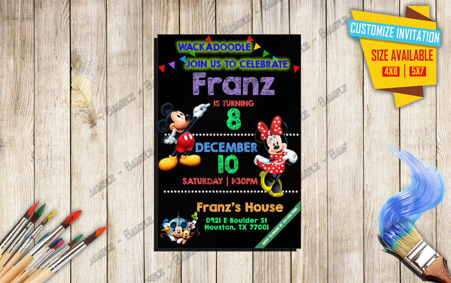 Mickey and Minnie Mouse - Birthday Invitation V3