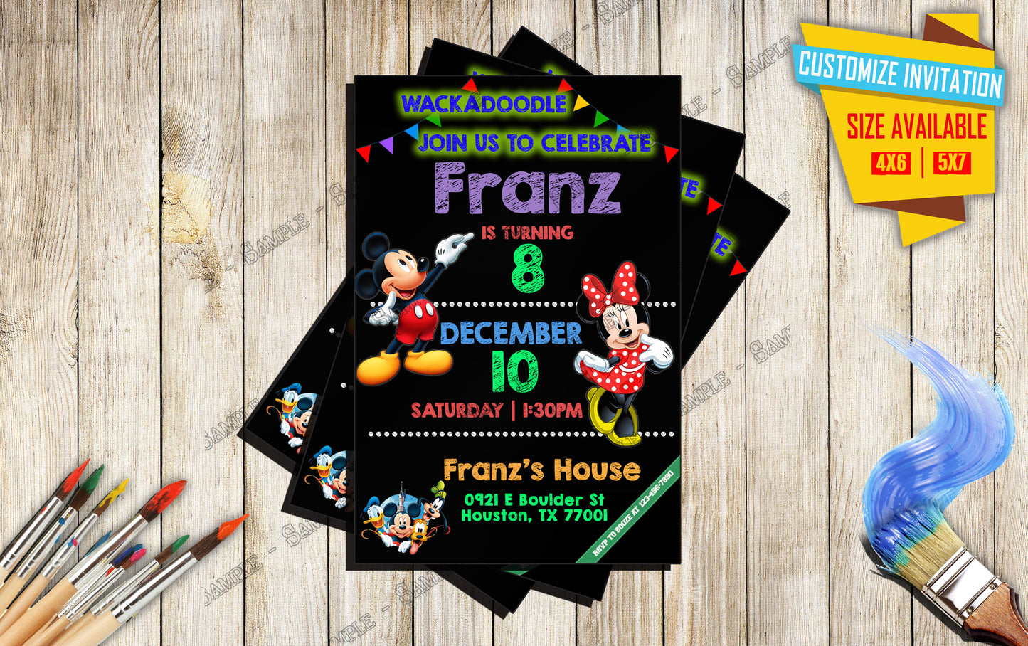 Mickey and Minnie Mouse - Birthday Invitation V3