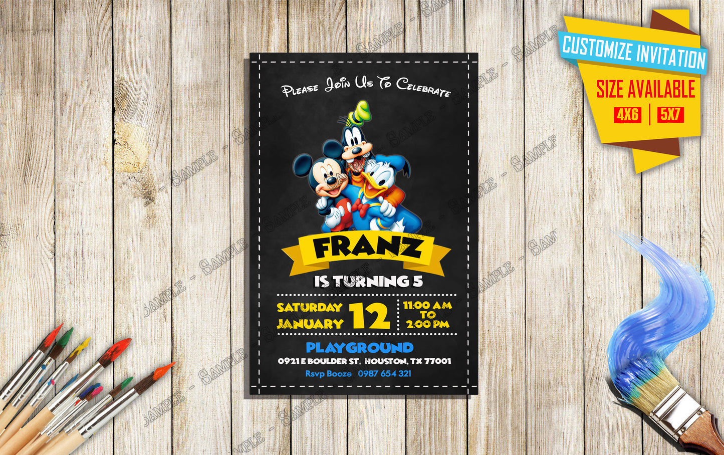 Mickey and friends - Birthday Invitation V1