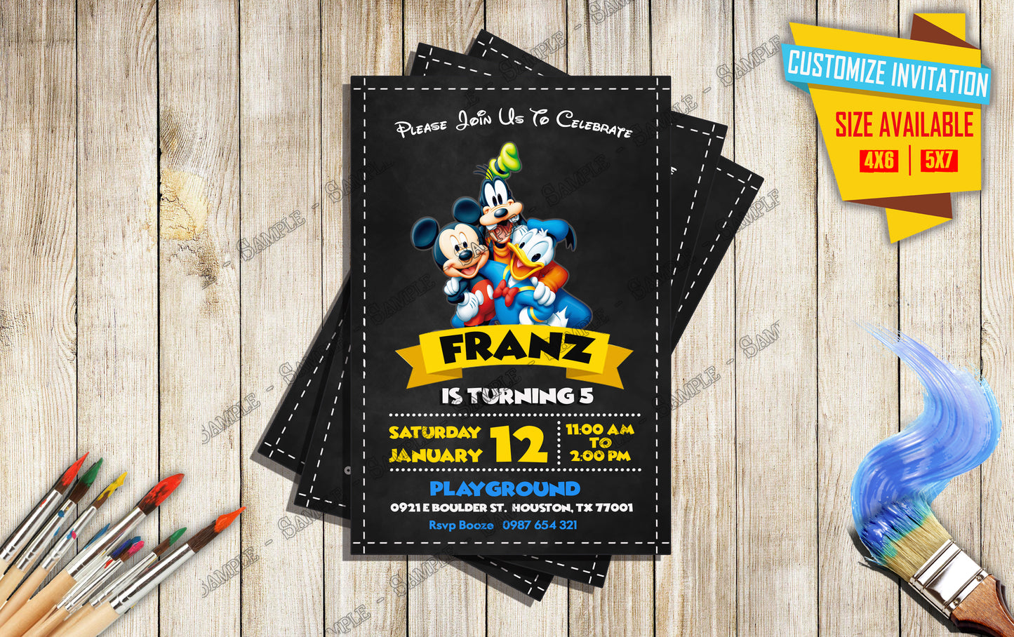 Mickey and friends - Birthday Invitation V1