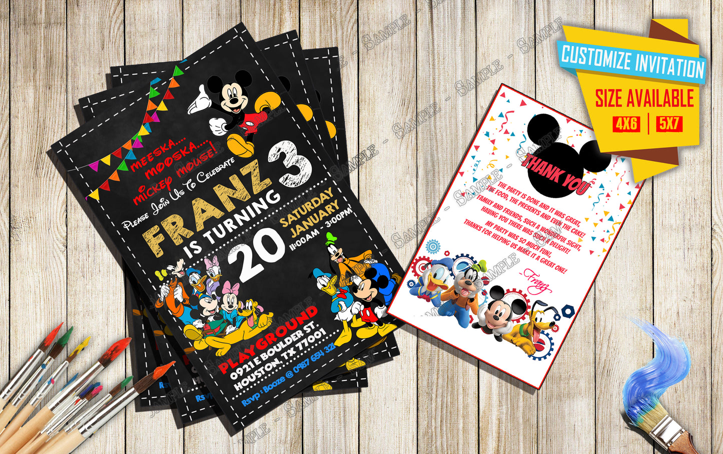 Mickey and friends - Birthday Invitation V2