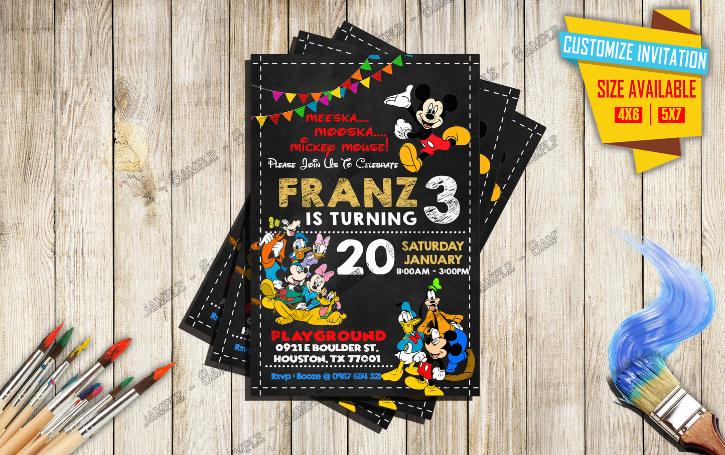 Mickey and friends - Birthday Invitation V2