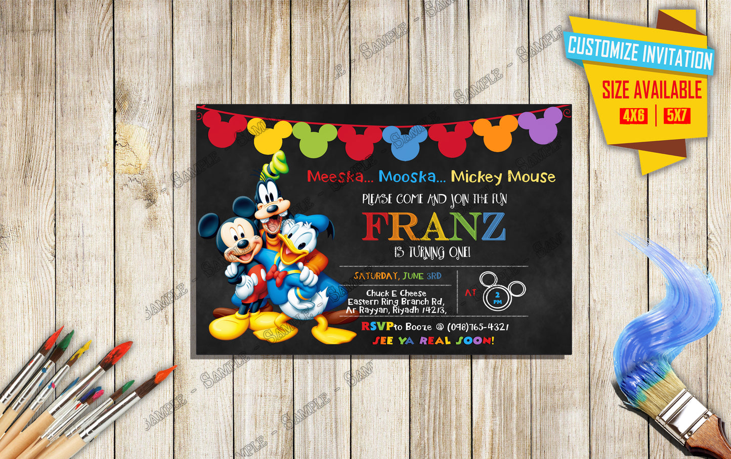 Mickey and friends - Birthday Invitation V3