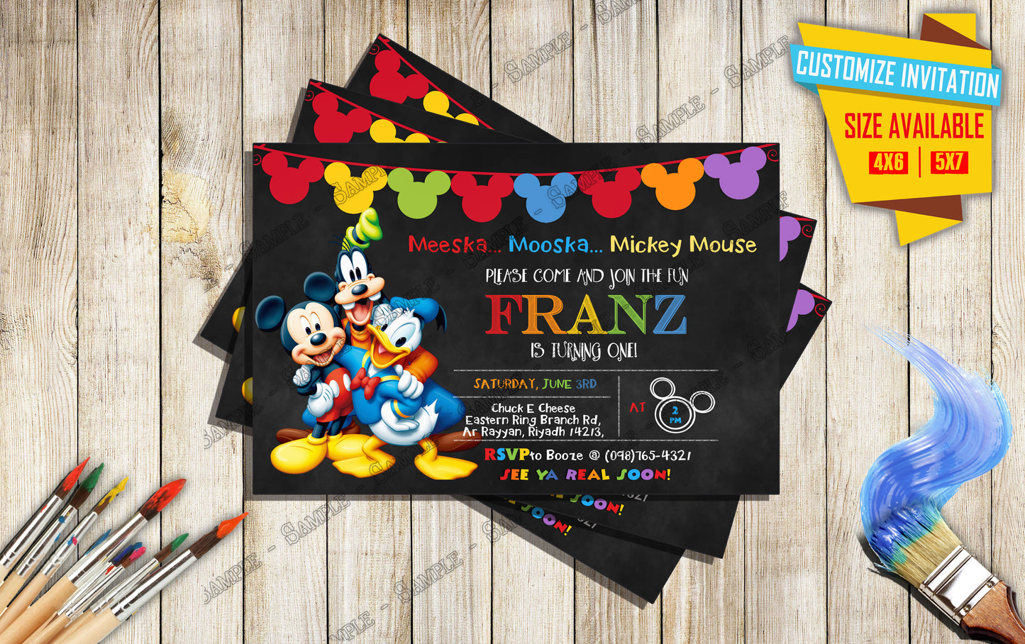 Mickey and friends - Birthday Invitation V3