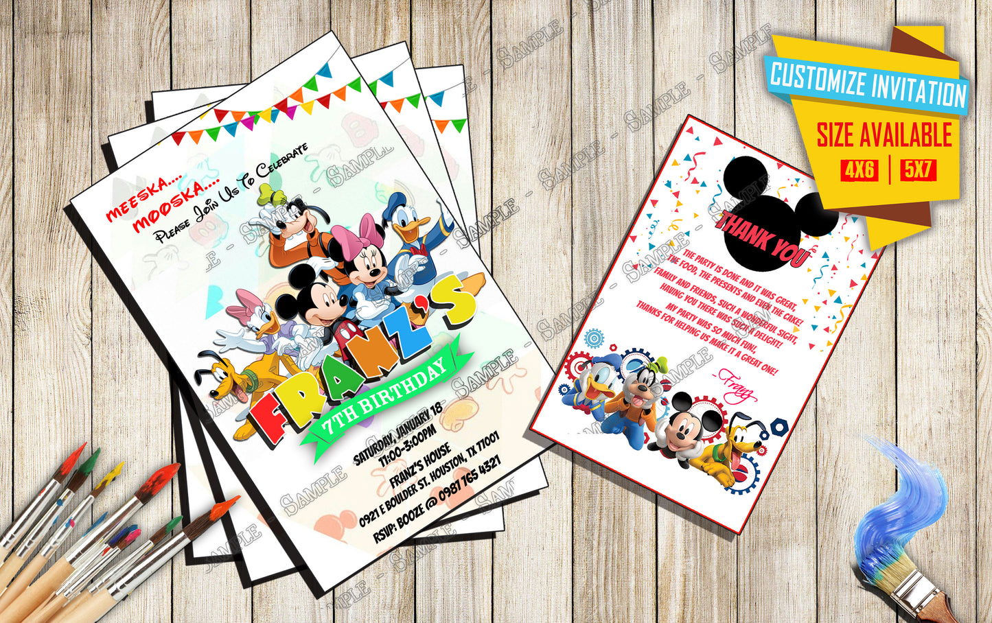 Mickey and friends - Birthday Invitation V5