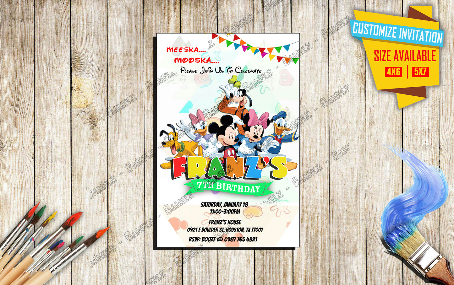 Mickey and friends - Birthday Invitation V5