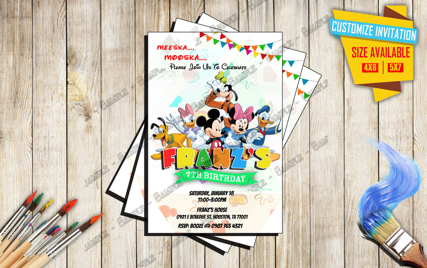 Mickey and friends - Birthday Invitation V5