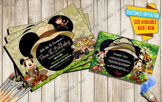 Mickey and friends Safari Birthday Invitation V5