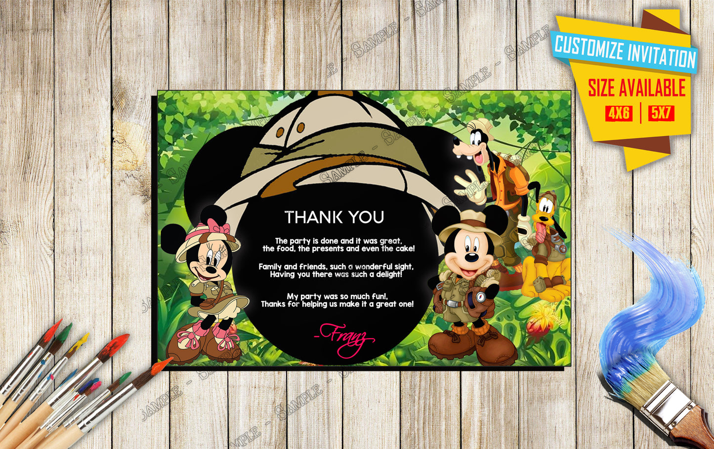 Mickey and friends Safari Birthday Invitation V3