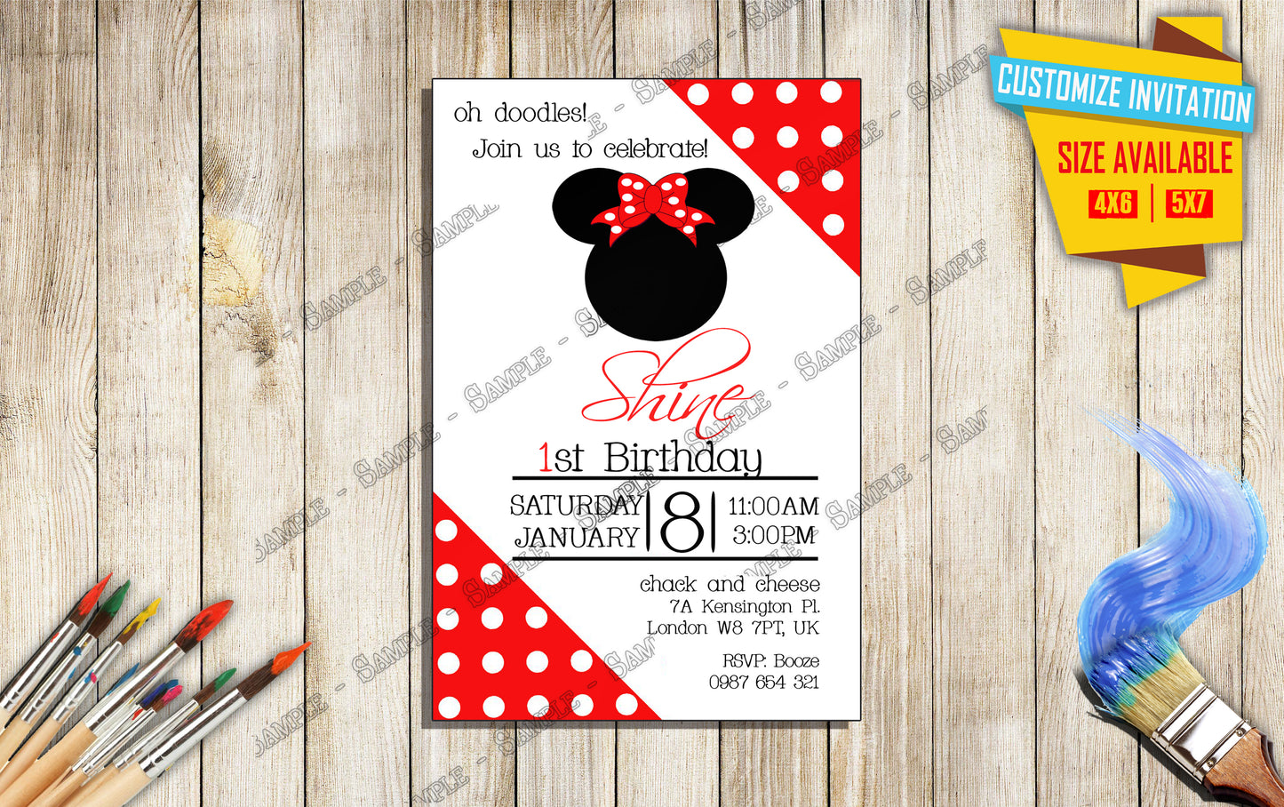 Minnie Mouse - Birthday invitation V1