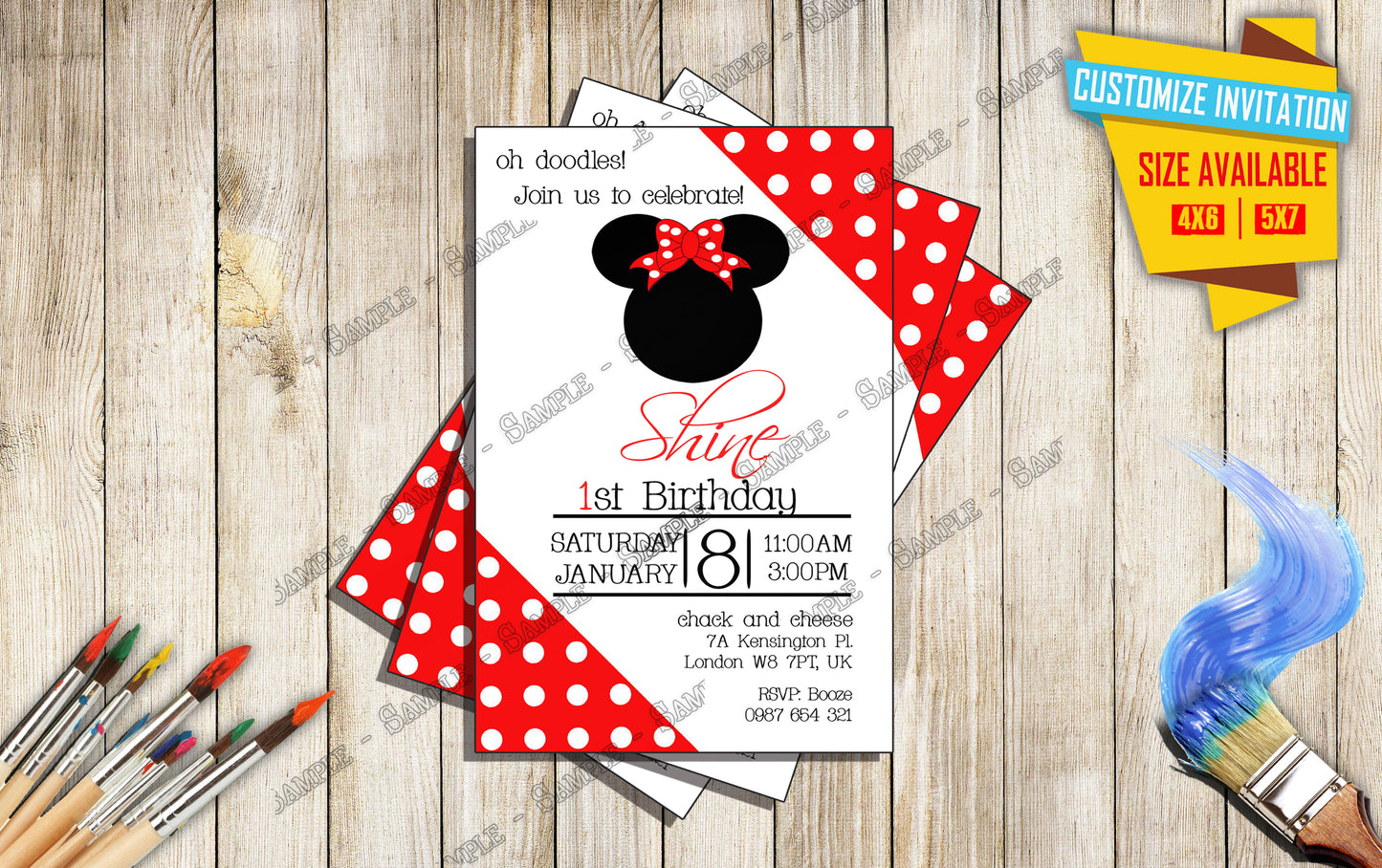 Minnie Mouse - Birthday invitation V1