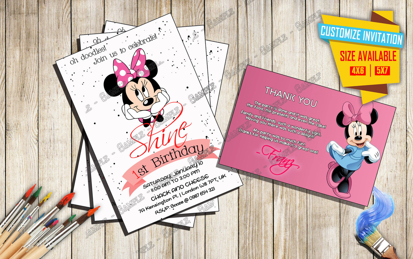 Minnie Mouse - Birthday invitation V2