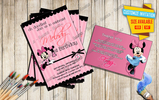 Minnie Mouse - Birthday invitation V3