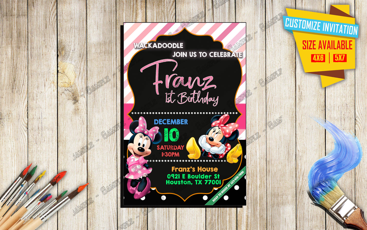 Minnie Mouse - Birthday invitation V4