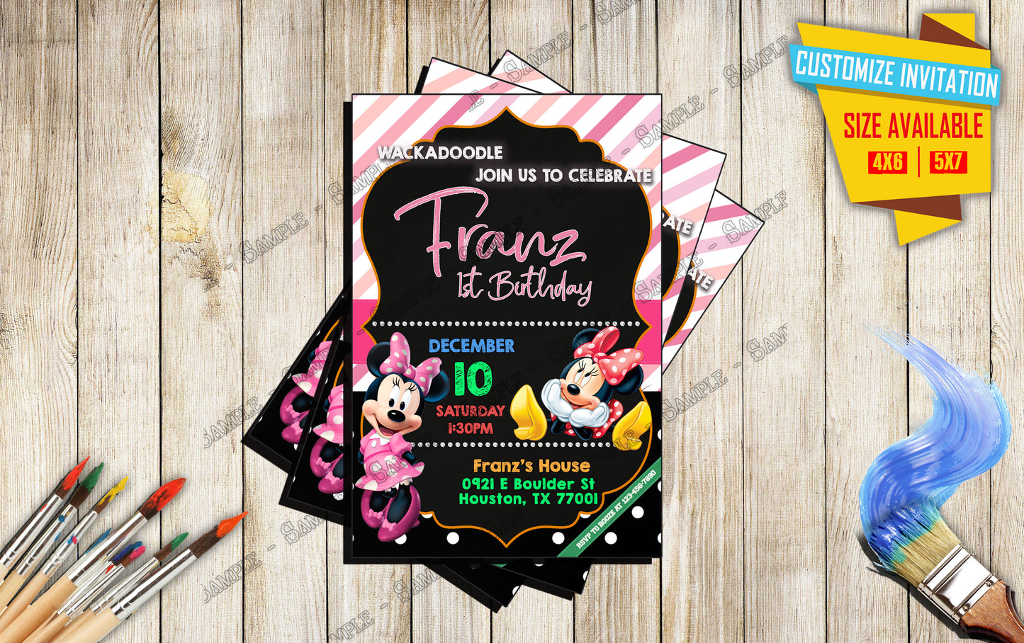 Minnie Mouse - Birthday invitation V4