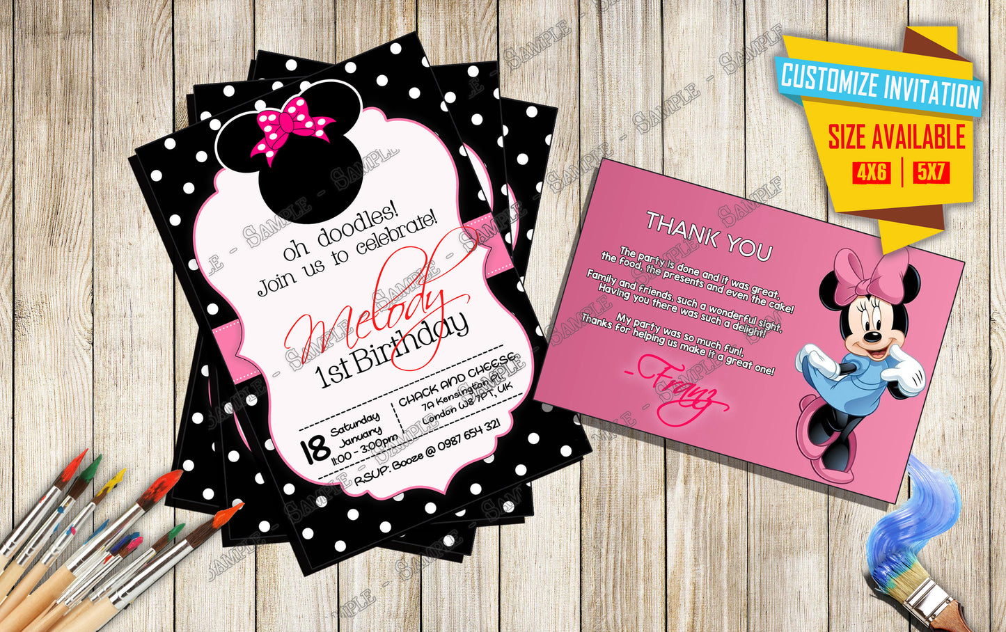 Minnie Mouse - Birthday invitation V5