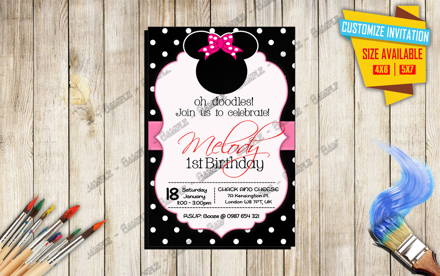 Minnie Mouse - Birthday invitation V5