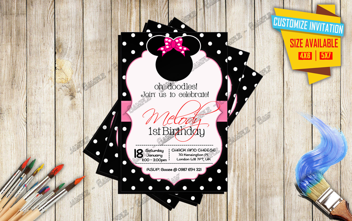 Minnie Mouse - Birthday invitation V5