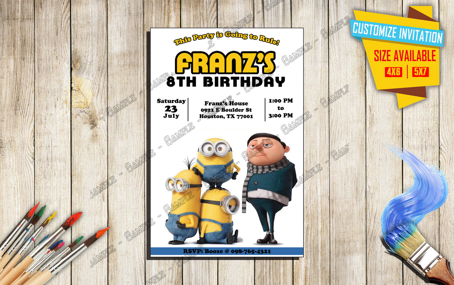 A Minions Rise of Gru - Birthday Invitation D2