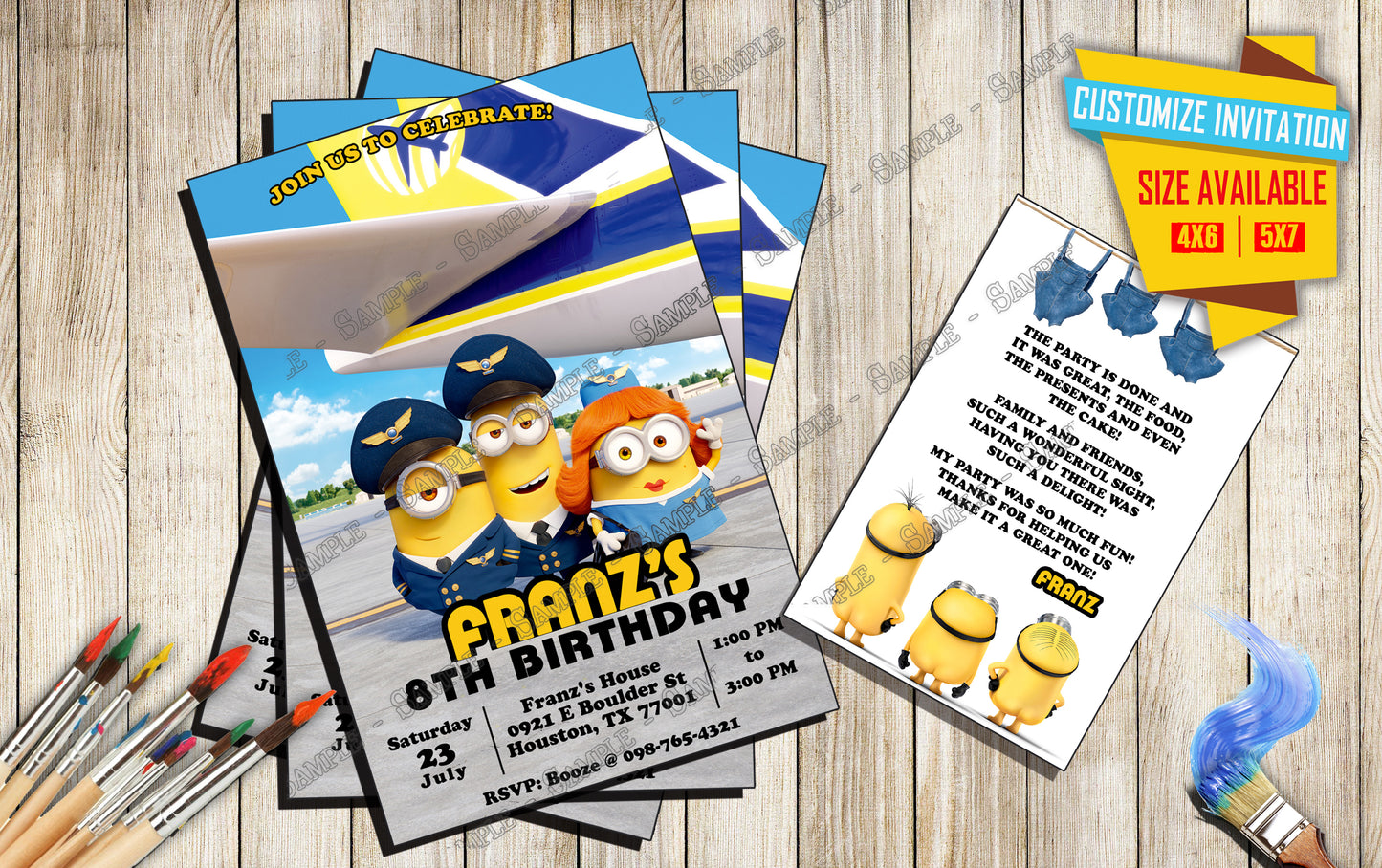 A Minions Rise of Gru - Birthday Invitation D3