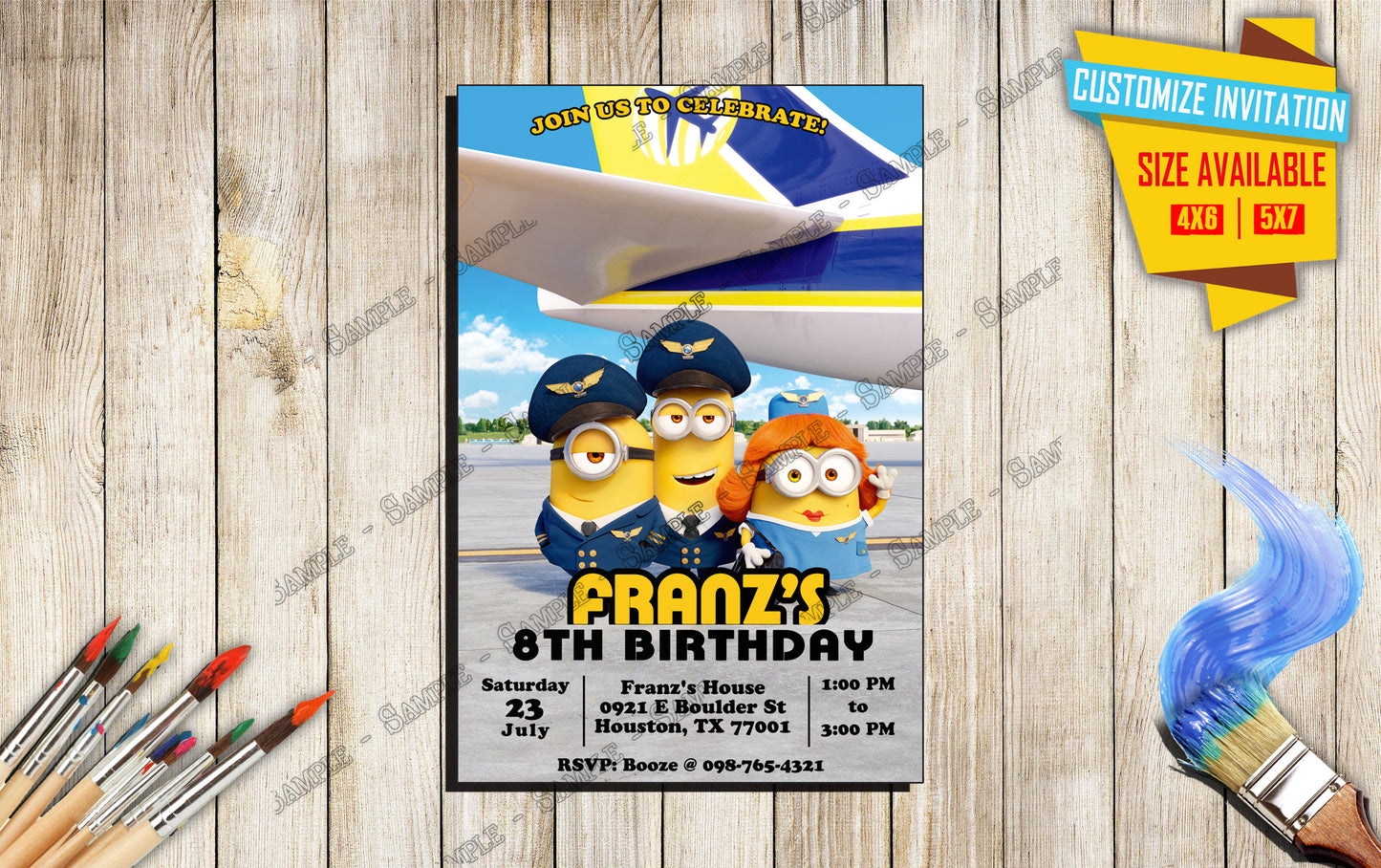 A Minions Rise of Gru - Birthday Invitation D3